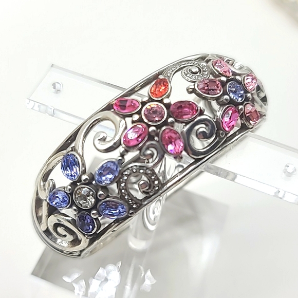 Brighton "GARDEN OF DREAMS" Pink/Purple Swarovski Crystal Floral Hinged Bangle! - Picture 3 of 15
